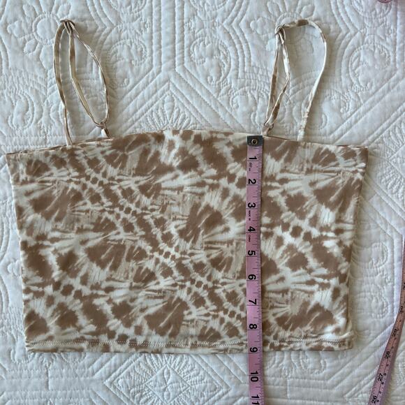 Express Body Contour Crop Tank Top Tan Tie Dye Medium M NWT - Picture 5 of 10